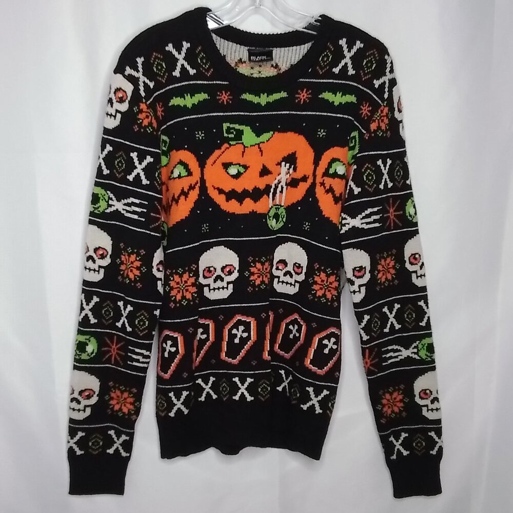 BLACK MATTER HOT TOPIC HALLOWEEN PUMPKIN SWEATER SIZE M